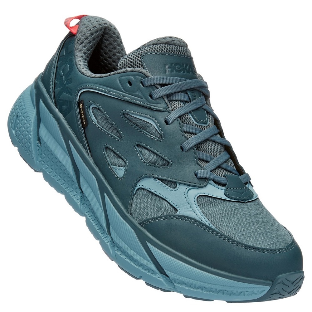 NWT Hoka Clifton Leather Gore-Tex Waterproof Unisex Goblin Stone Blue GBSB shoes